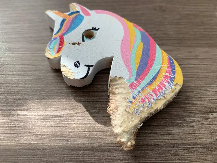 wooden unicorn hamster chew toy